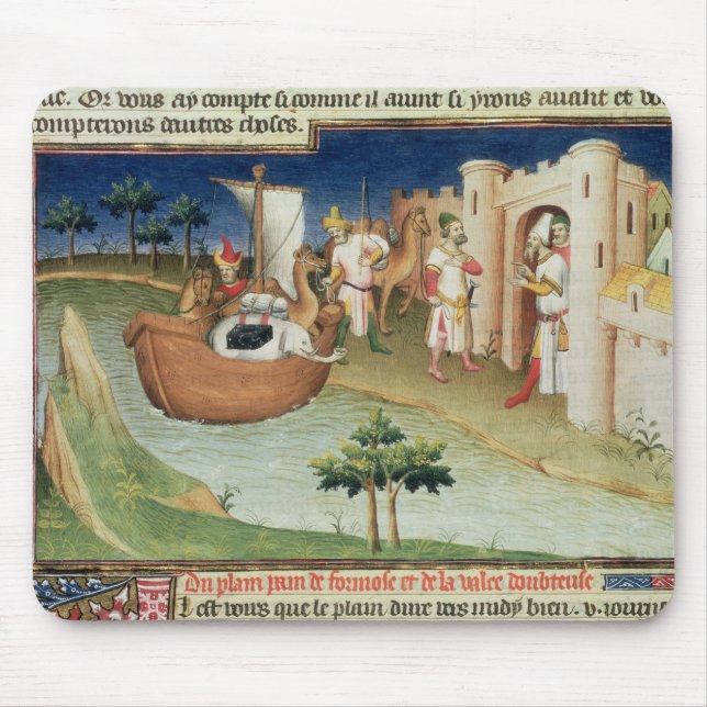 Marco Polo with elephants and camels arriving Mouse Pad (Front)