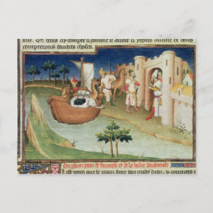 Marco Polo with elephants and camels arriving Postcard