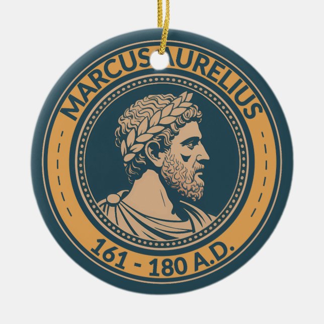Marcus Aurelius Roman Emperor Illustration Badge Ceramic Ornament (Front)