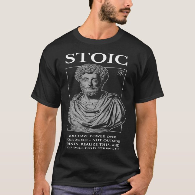 Marcus Aurelius u201CFind Strengthu201D Stoicism Q T-Shirt (Front)