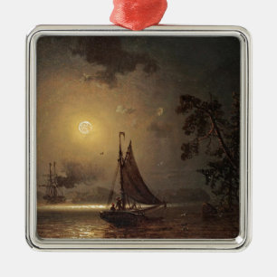 Marcus Larson nocturnal-voyage moon night vintage. Metal Tree Decoration