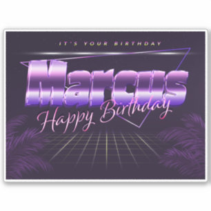 Marcus Name First Name lila retro Sticker Birthday
