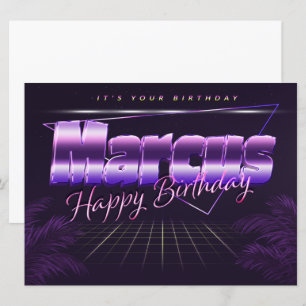 Marcus Name Vorname lila retro Karte Geburtstag Card