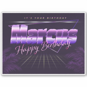 Marcus Name Vorname lila retro Sticker Geburtstag