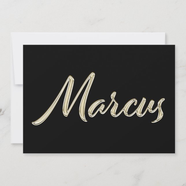 Marcus Name white gold Handwriting Card (Front)
