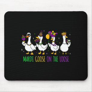 Mardi goose on the loose funny mardi gras louisian mouse pad