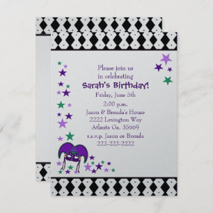 Mardi Gra Theme Birthday party Invitation