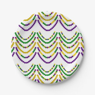 Mardi Grad Beads Paper Plate