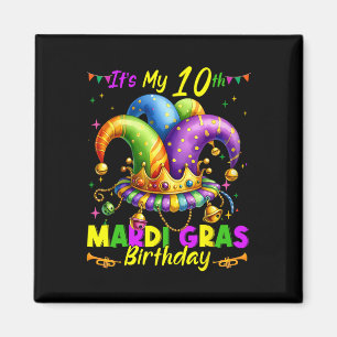 Mardi Gras 10th Birthday Fat Tuesday 10 Years Old  Magnet