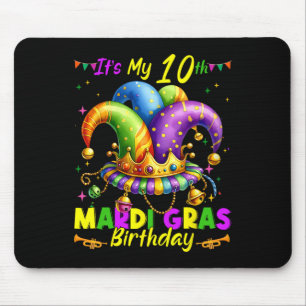 Mardi Gras 10th Birthday Fat Tuesday 10 Years Old Mouse Pad