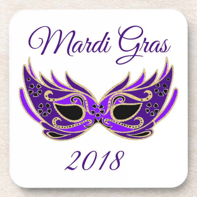 Mardi Gras 2018 Mask Coaster (Front)