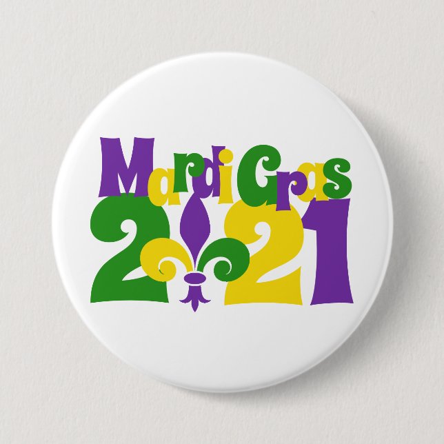 Mardi Gras 2021 fleur-de-lis 7.5 Cm Round Badge (Front)