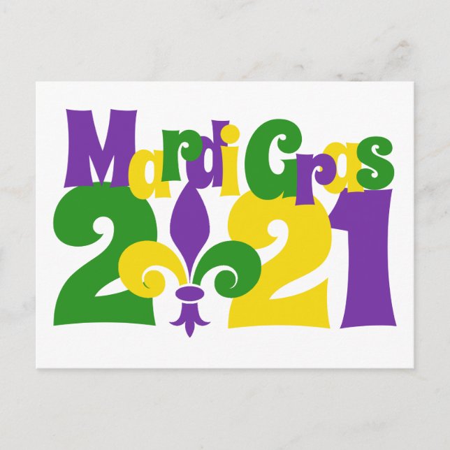 Mardi Gras 2021 fleur-de-lis Postcard (Front)