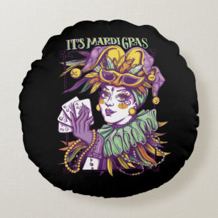 Mardi Gras 2022 Girl Costume Round Cushion