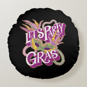 Mardi Gras 2022 Mask Round Cushion