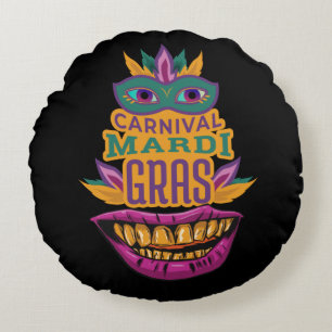 Mardi Gras 2022 - New Orleans Carnival Round Cushion