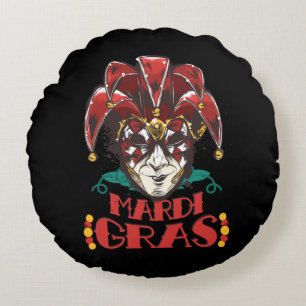 Mardi Gras 2022 Venetian Mask Round Cushion
