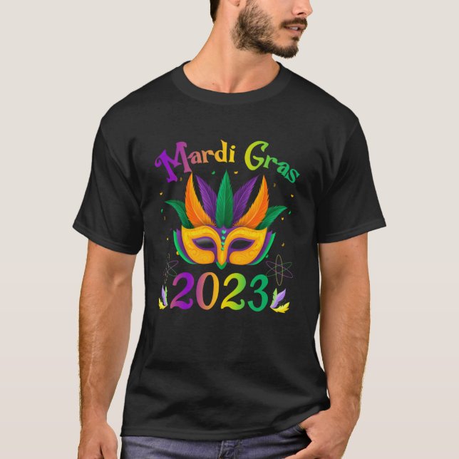 Mardi Gras 2023 Costume With Mask T-Shirt (Front)