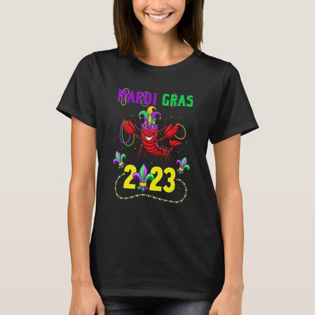 Mardi Gras 2023 Crawfish New Orleans Beads Carniva T-Shirt (Front)