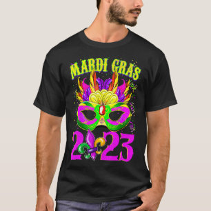 Mardi Gras 2023 Festival Outfits Beads Mask Party  T-Shirt
