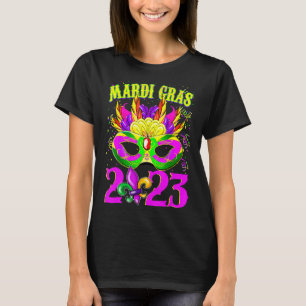 Mardi Gras 2023 Festival Outfits Beads Mask Party  T-Shirt