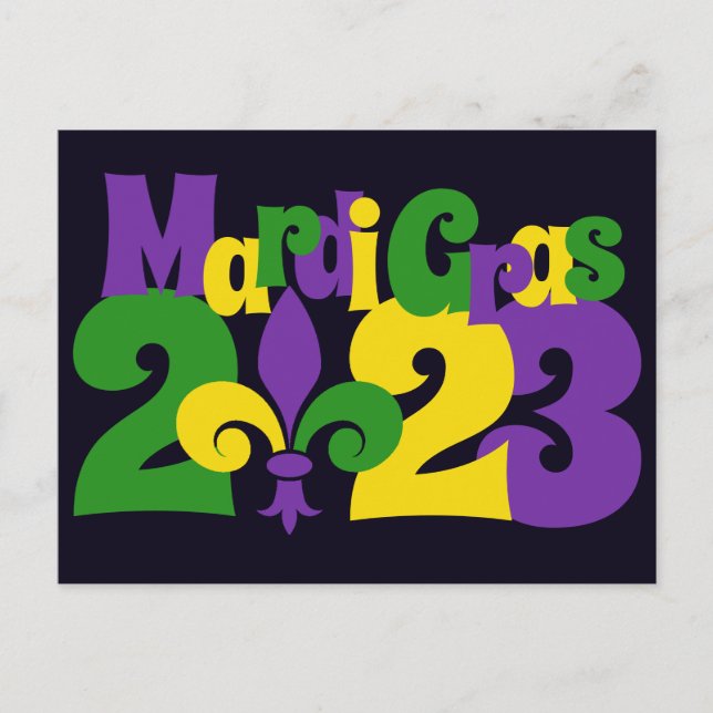 Mardi Gras 2023 fleur-de-lis Postcard (Front)