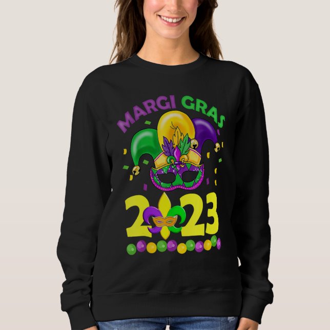 Mardi Gras 2023 Womens Girls Mask Beads New Orlean Sweatshirt (Front)