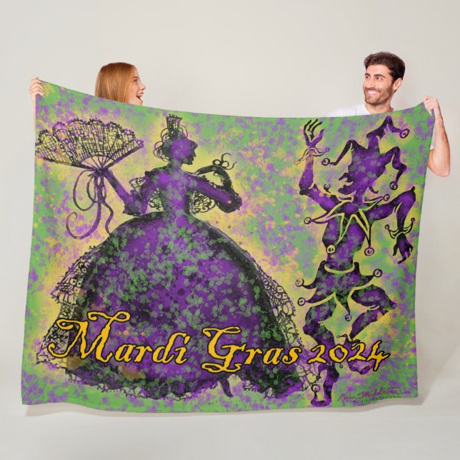 Mardi Gras 2024 Fleece Blanket (In Situ)