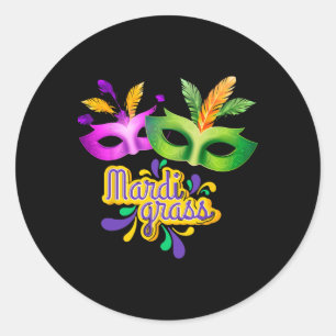 Mardi Gras 2024 Jester Outfit Kids Girls Boys Men  Classic Round Sticker
