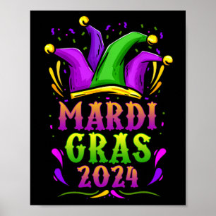 Mardi Gras 2024 Jester Outfit Kids Girls Boys Men Poster