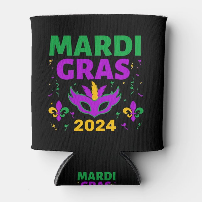 Mardi Gras 2024 Personalised Can Cooler (Front)