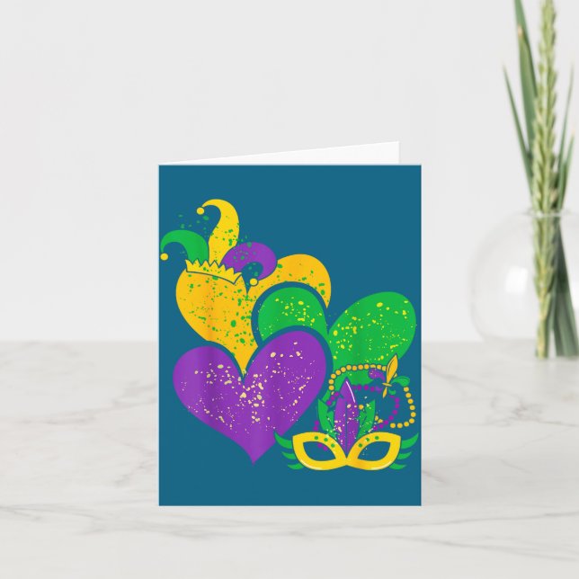 Mardi Gras 2025 Cute Hearts Valentine Women Girl K Card (Front)