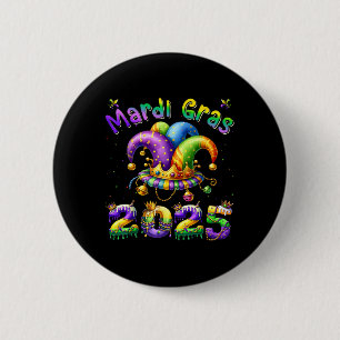 Mardi Gras 2025 Jester Outfit Kids Girls Boys Men 6 Cm Round Badge
