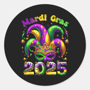 Mardi Gras 2025 Jester Outfit Kids Girls Boys Men Classic Round Sticker