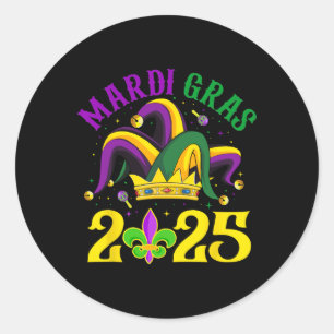 Mardi Gras 2025 Jester Outfit Kids Girls Boys Men Classic Round Sticker