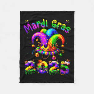 Mardi Gras 2025 Jester Outfit Kids Girls Boys Men Fleece Blanket