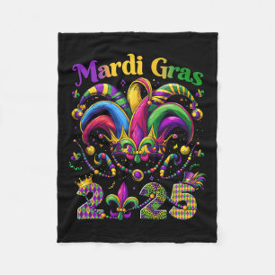 Mardi Gras 2025 Jester Outfit Kids Girls Boys Men Fleece Blanket