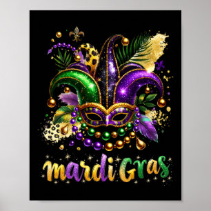 Mardi Gras 2025 Jester Outfit Kids Girls Boys Men Poster