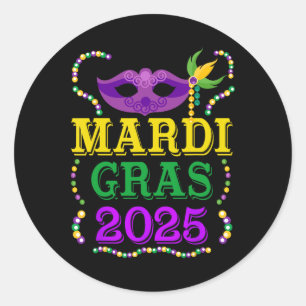 Mardi Gras 2025 Mask Beads New Orleans Festival Ma Classic Round Sticker