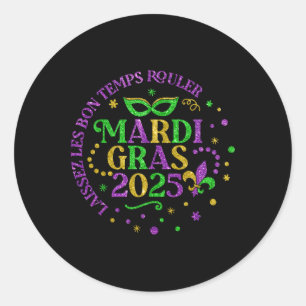 Mardi Gras 2025 Mask Feathers Mardi Gras Family Co Classic Round Sticker