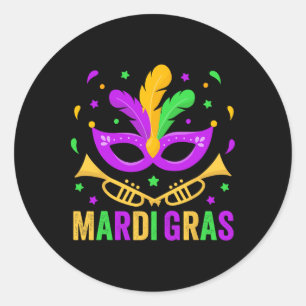 Mardi Gras 2025 S Women Mens Mardi Gras Shirt Kids Classic Round Sticker