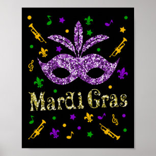 Mardi Gras 2025 - Women Girls New Orleans Mask Bea Poster