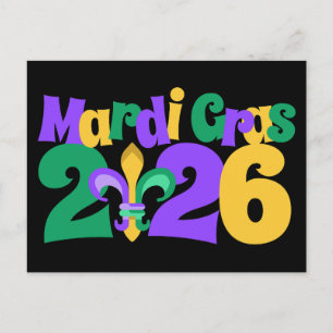 Mardi Gras 2026 fleur-de-lis Holiday Postcard