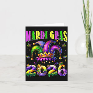 Mardi Gras 2026 Jester Outfit Kids Girls Boys Men Card