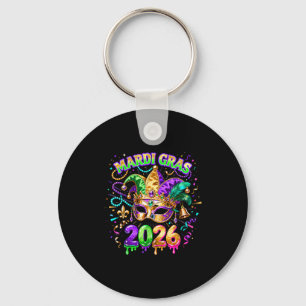 Mardi Gras 2026 Squad Carnival Mask Beads Design _ Key Ring