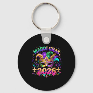 Mardi Gras 2026 Squad Carnival Mask Beads Design _ Key Ring