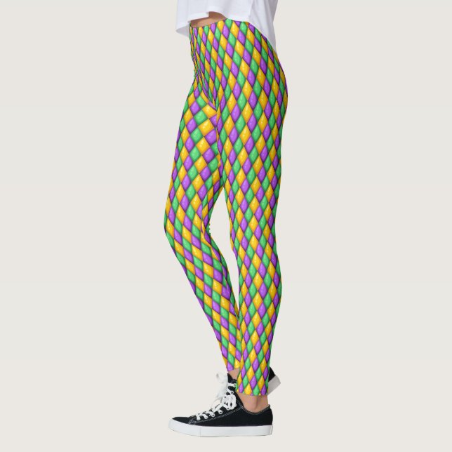 Mardi Gras 2 Diamonds Pop Fashion Leggings (Left)