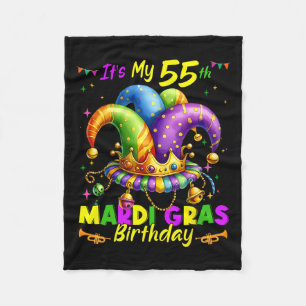 Mardi Gras 55th Birthday Fat Tuesday 55 Years Old Fleece Blanket