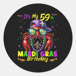 Mardi Gras 59th Birthday Fat Tuesday 59 Years Old Classic Round Sticker