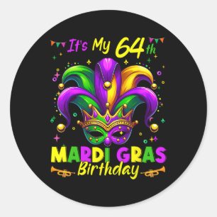 Mardi Gras 64th Birthday Fat Tuesday 64 Years Old Classic Round Sticker